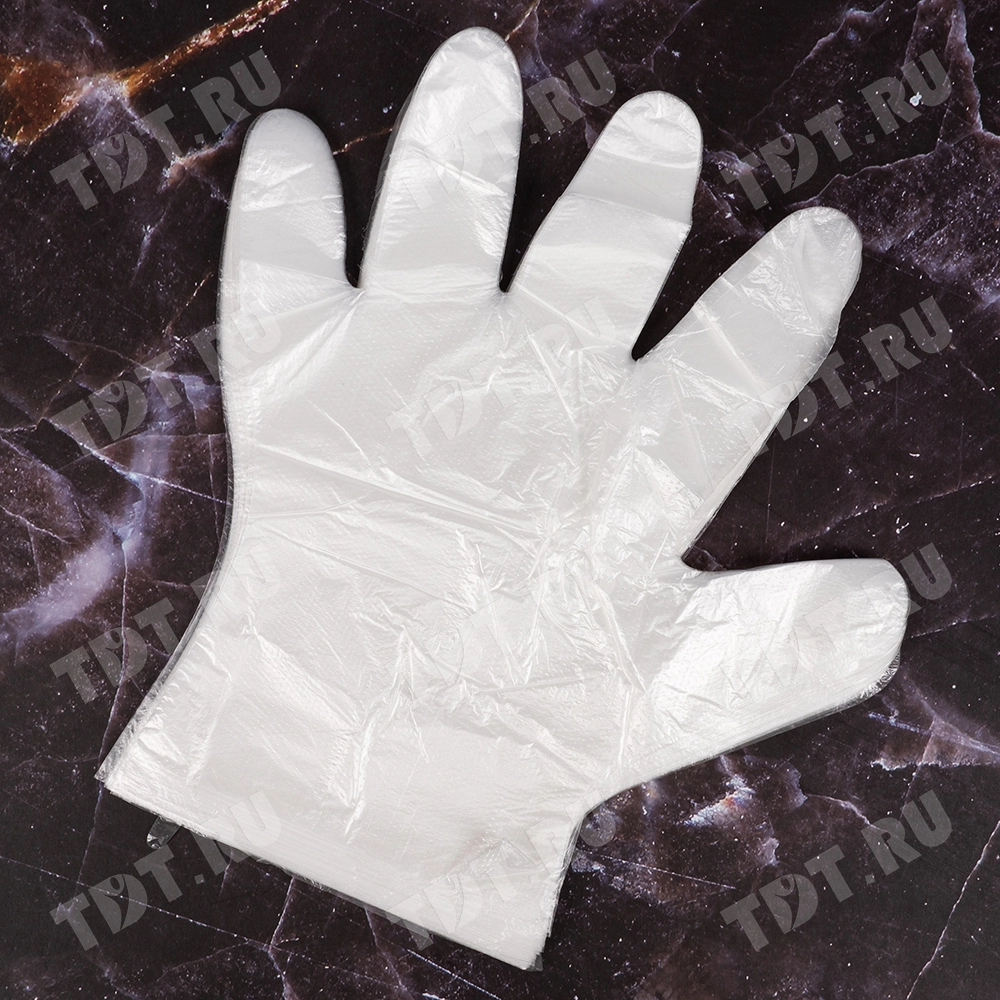 Перчатки полиэтиленовые A.D.M., Лайт, прозрачные, размер M, 100шт./уп.