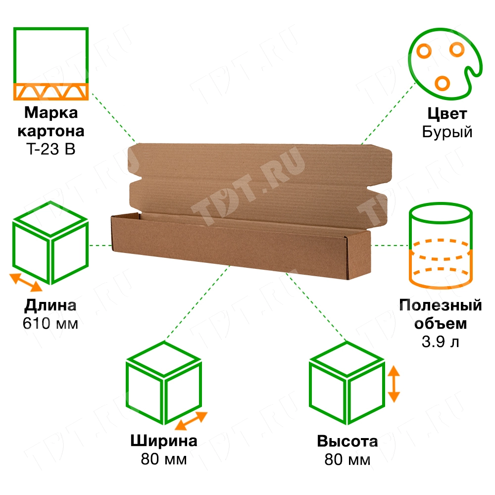 Коробка «Тубус», 610*80*80 мм, Т-23 В