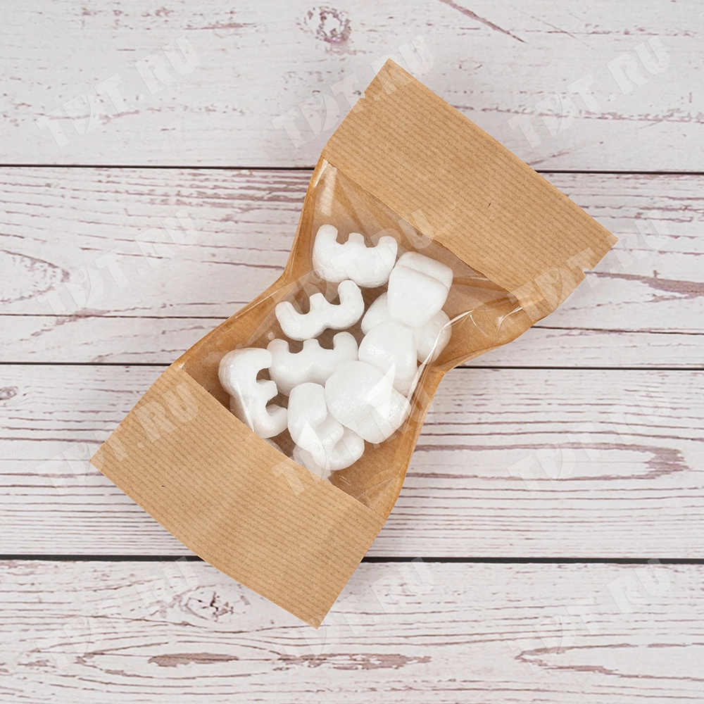 Крафт дой-пак с zip lock, прямоугольное окно 10 см, 10.5*6*18.5 см, 50 шт.