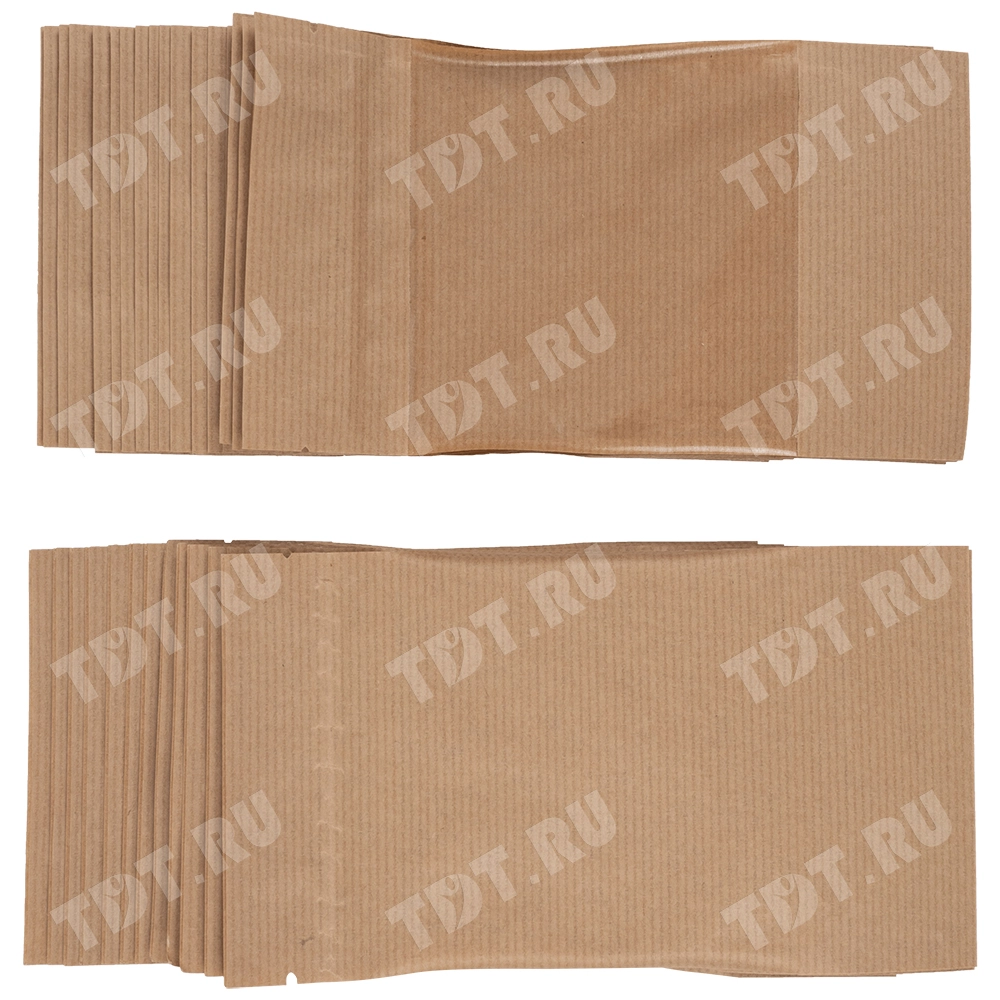 Крафт дой-пак с zip lock, прямоугольное окно 10 см, 10.5*6*18.5 см, 50 шт.