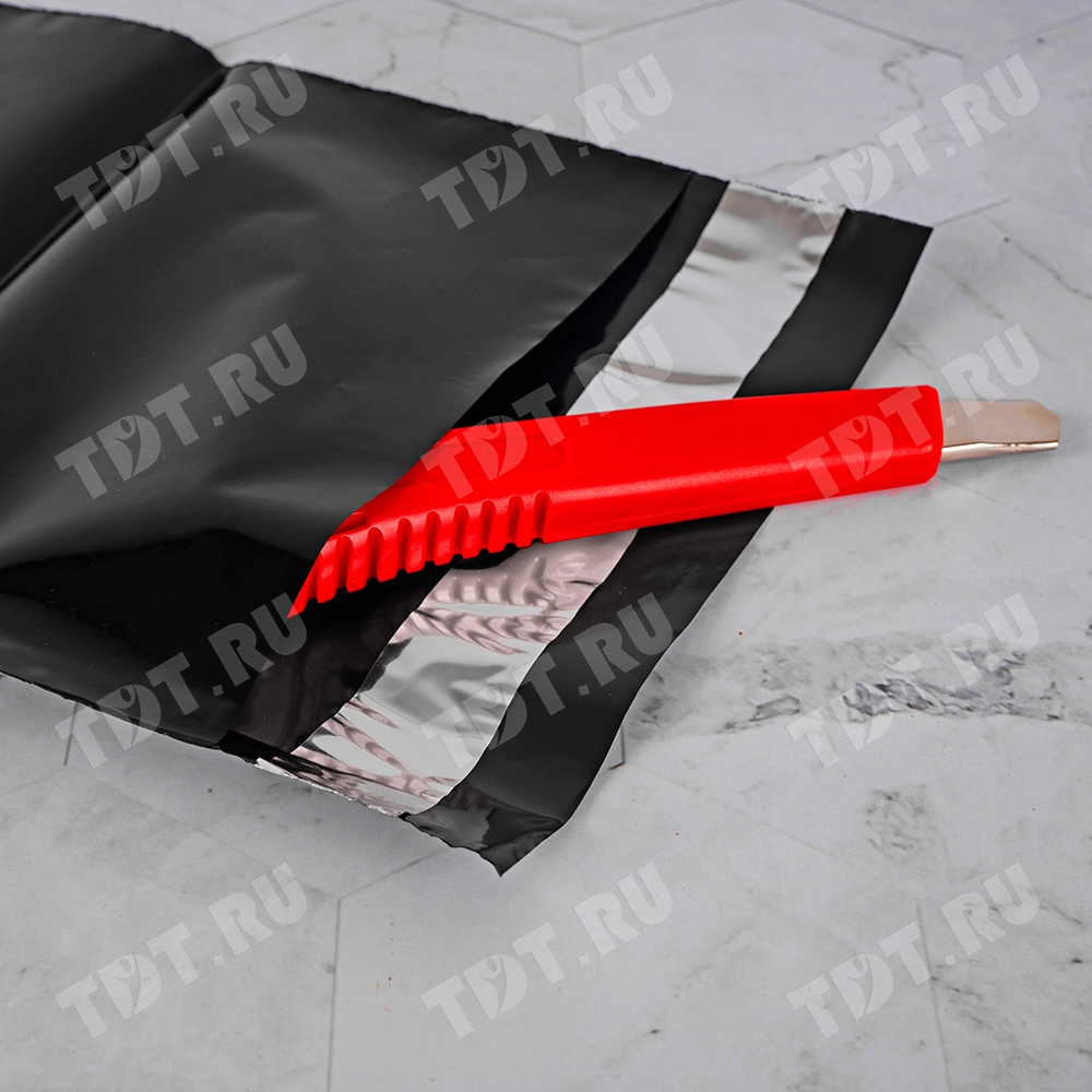 Курьер-пакет чёрный, без кармана, 170*240+40 мм, 50 мкм, 100 шт.