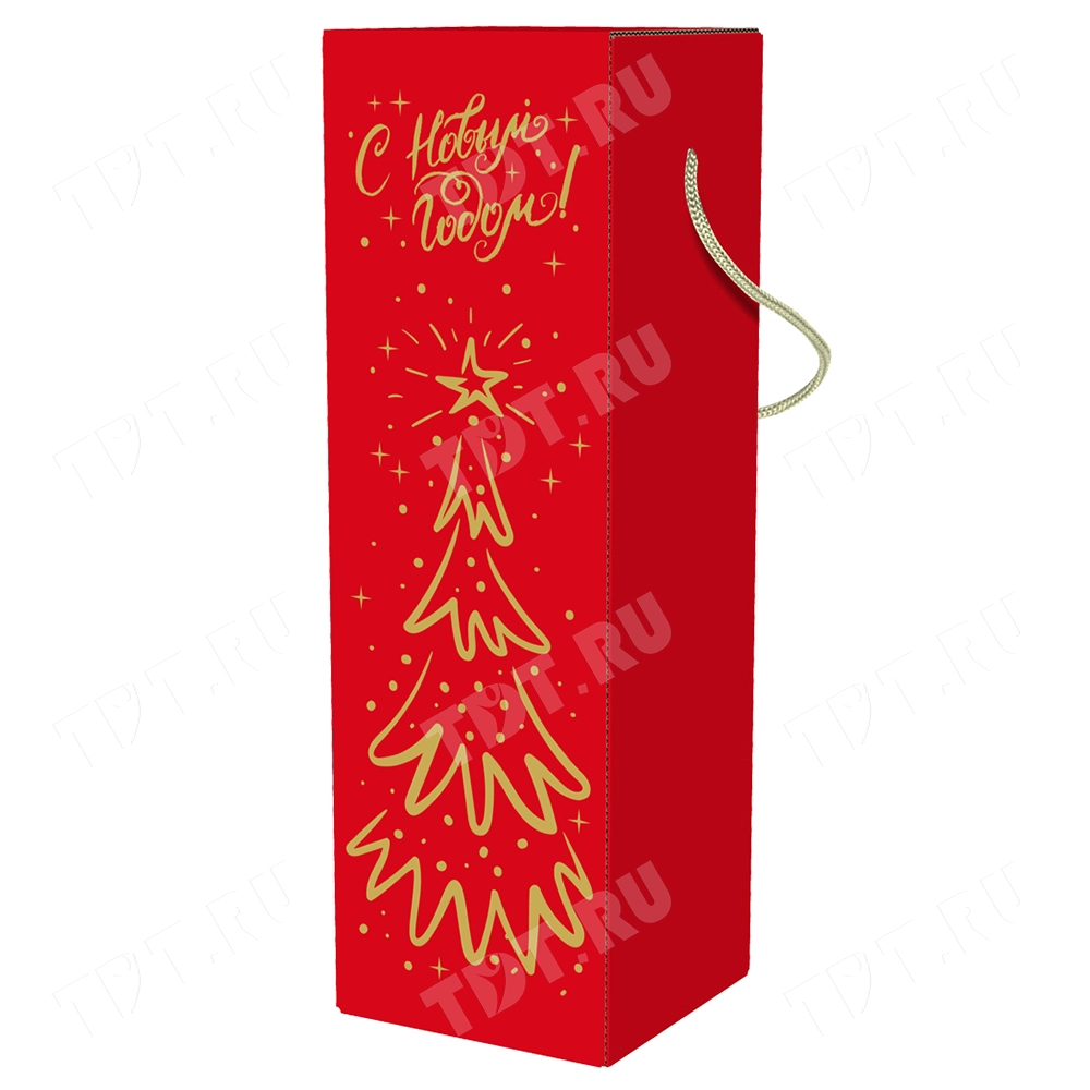 Картонная коробка для бутылки «Дракон на красном», 110*110*370 мм