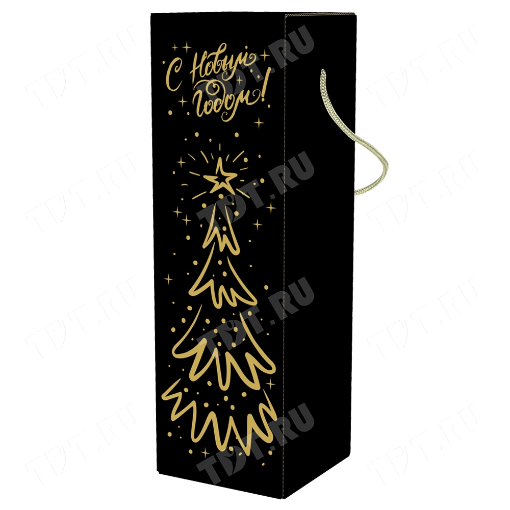 Картонная коробка для бутылки «Дракон на черном», 110*110*370 мм
