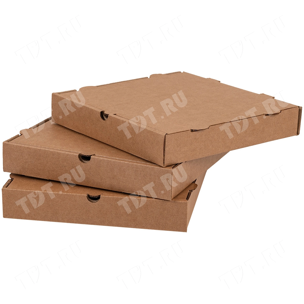 Коробка для пиццы, бурая, 250*250*40 мм