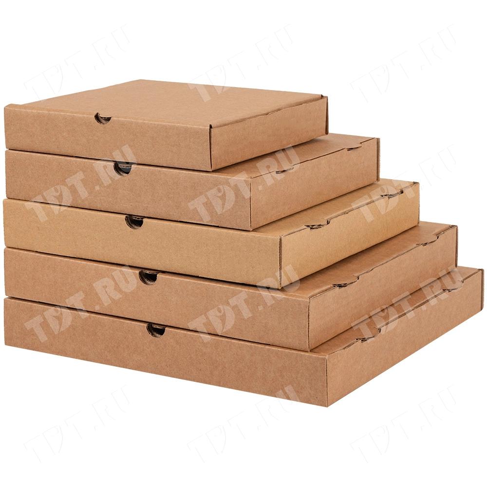 Коробка для пиццы, бурая, 250*250*40 мм