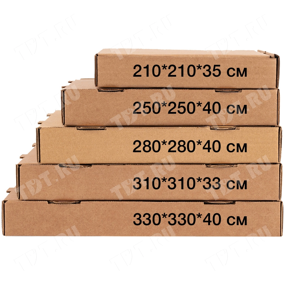 Коробка для пиццы, бурая, 280*280*40 мм