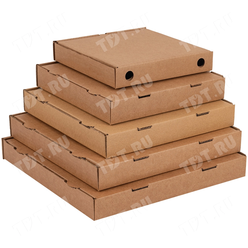 Коробка для пиццы, бурая, 310*310*33 мм