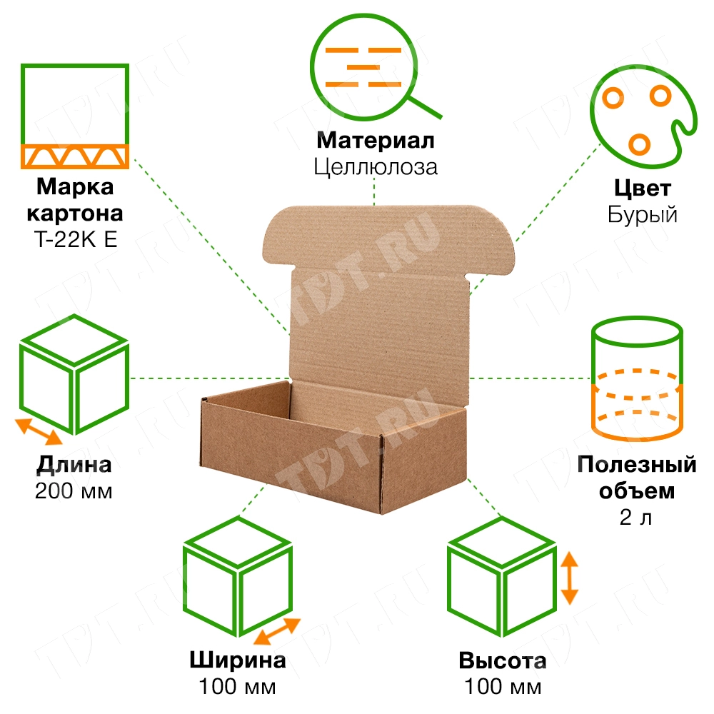 Самосборный короб №114, 200*100*100 мм, Т-22К Е