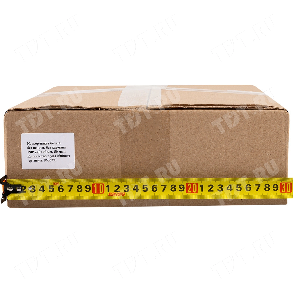 Курьер-пакет белый без печати, без кармана, 190*240+40 мм, 50 мкм, 100 шт.