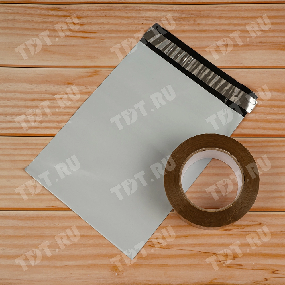 Курьер-пакет белый без печати, без кармана, 190*240+40 мм, 50 мкм, 100 шт.