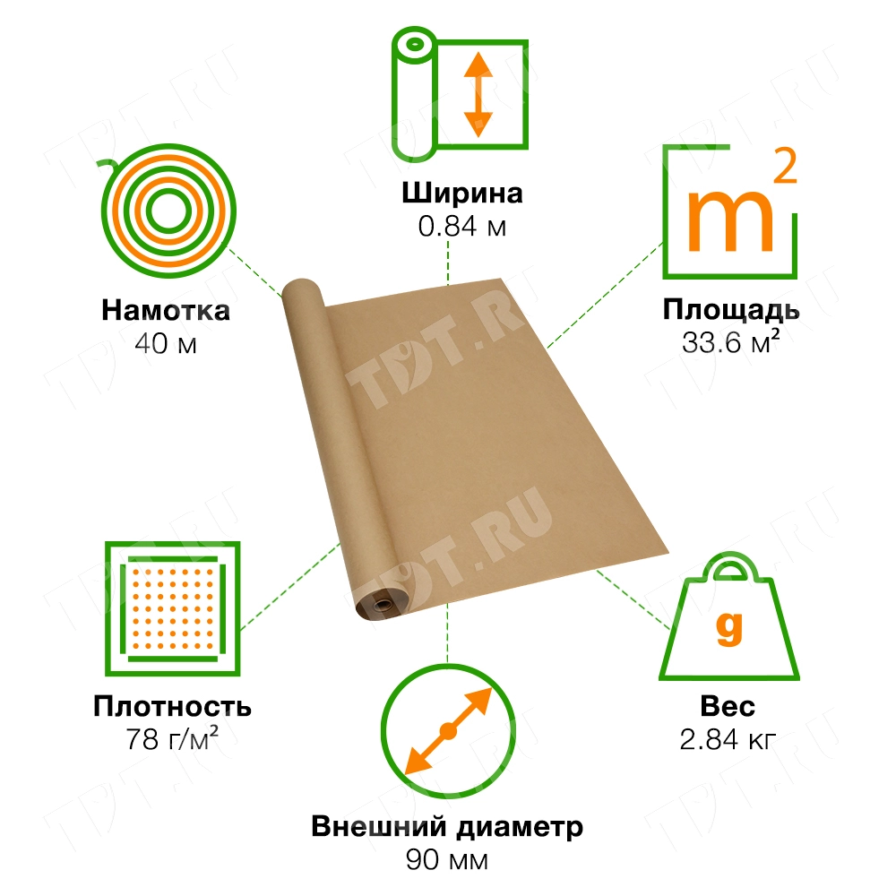 Рулон крафт бумаги BRAUBERG, 40*0.84 м