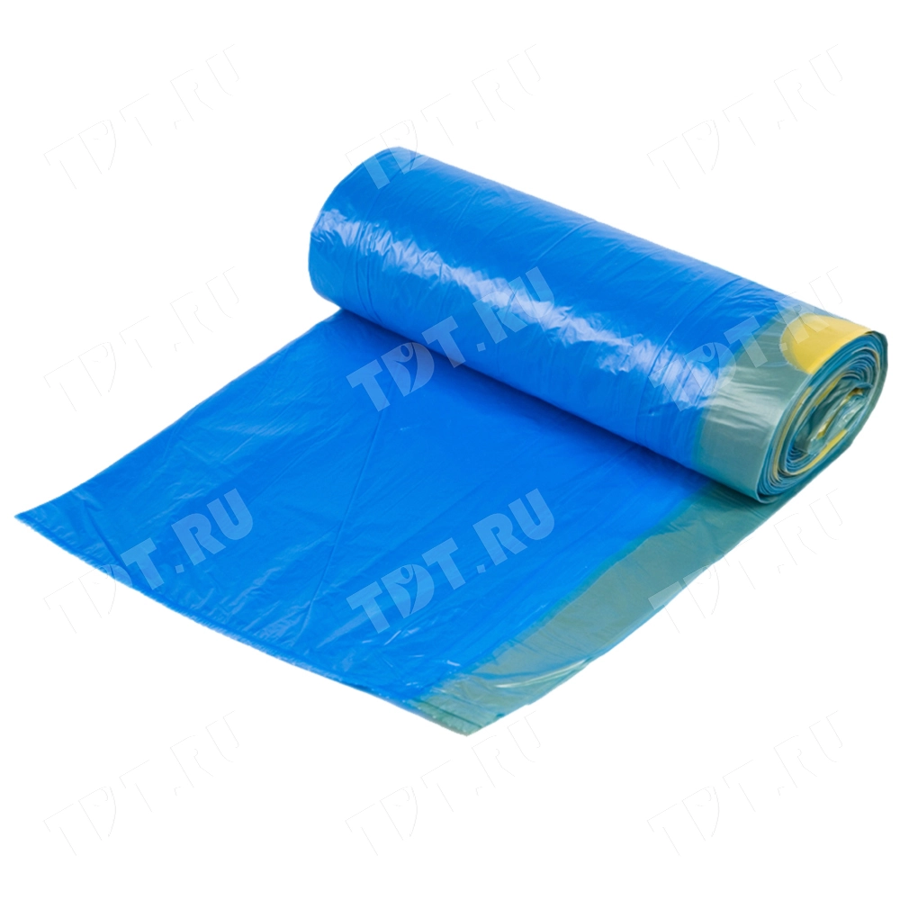 Мешки для мусора ПВД «Василёк» 35 литров с завязками, 47*57 см, синие, 15 шт./рулон