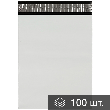 Курьер-пакет белый без печати, без кармана, 150*210+40 мм, 50 мкм, 100 шт.