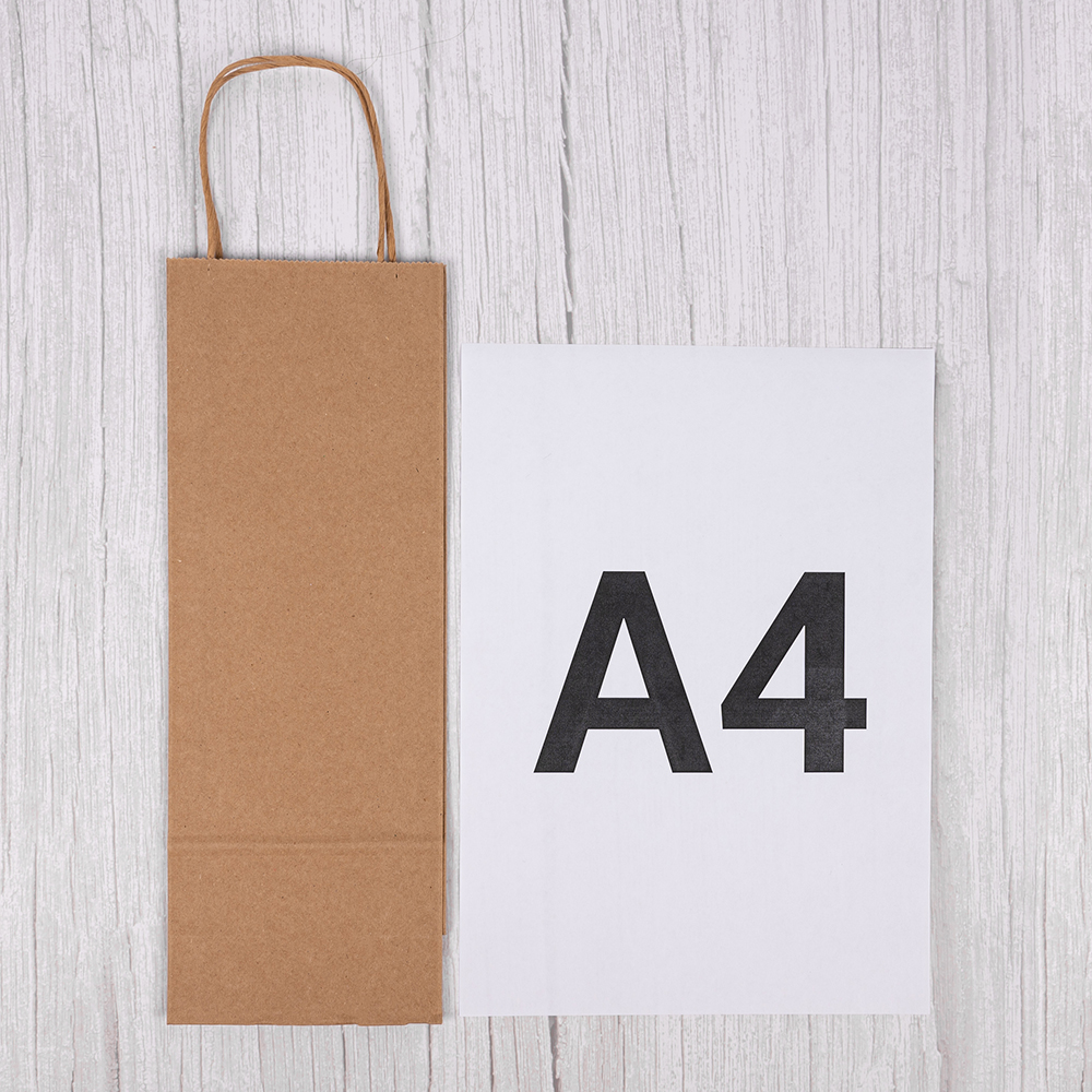 Крафт пакет с крученой ручкой для бутылок, 120 г/м², 12*8*33 см Крафт пакет с крученой ручкой для бутылок, 120 г/м², 12*8*33 см