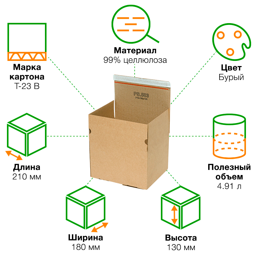 Почтовый короб PS.503 с клеевым клапаном, 210*180*130 мм, Т-23 В Почтовый короб PS.503 с клеевым клапаном, 210*180*130 мм, Т-23 В