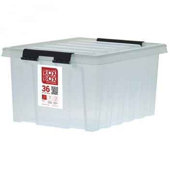 Большой ящик для хранения вещей 500*390*250 мм с крышкой и клипсами, прозрачный