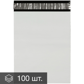 Курьер-пакет белый без печати, без кармана, 150*210+40 мм, 50 мкм, 100 шт.