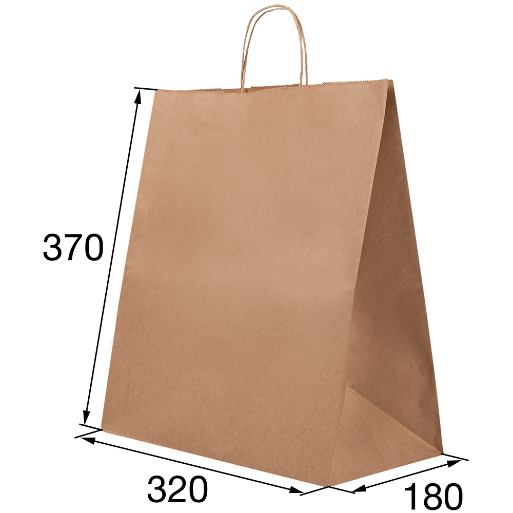 Крафт пакет с крученой ручкой, 80 г/м², 32*18*37 см Крафт пакет с крученой ручкой, 80 г/м², 32*18*37 см
