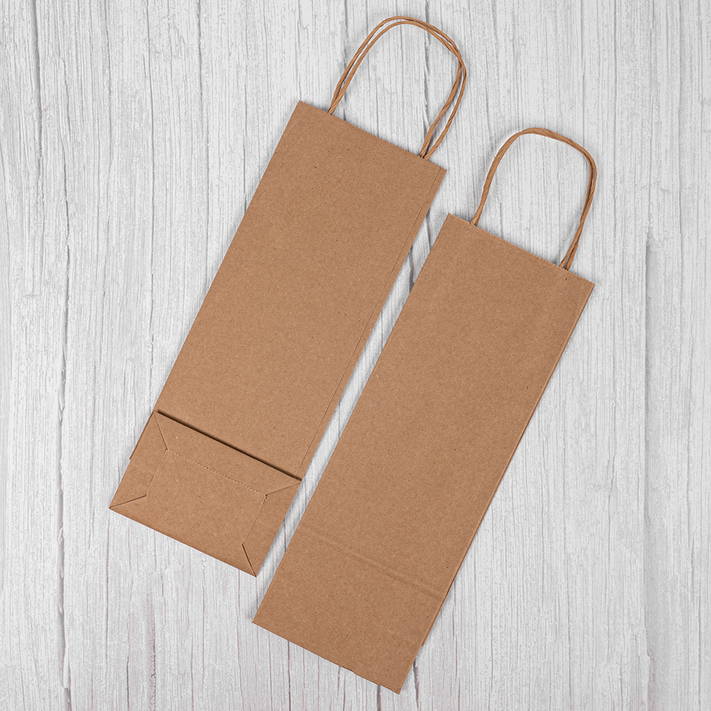 Крафт пакет с крученой ручкой для бутылок, 120 г/м², 12*8*33 см Крафт пакет с крученой ручкой для бутылок, 120 г/м², 12*8*33 см