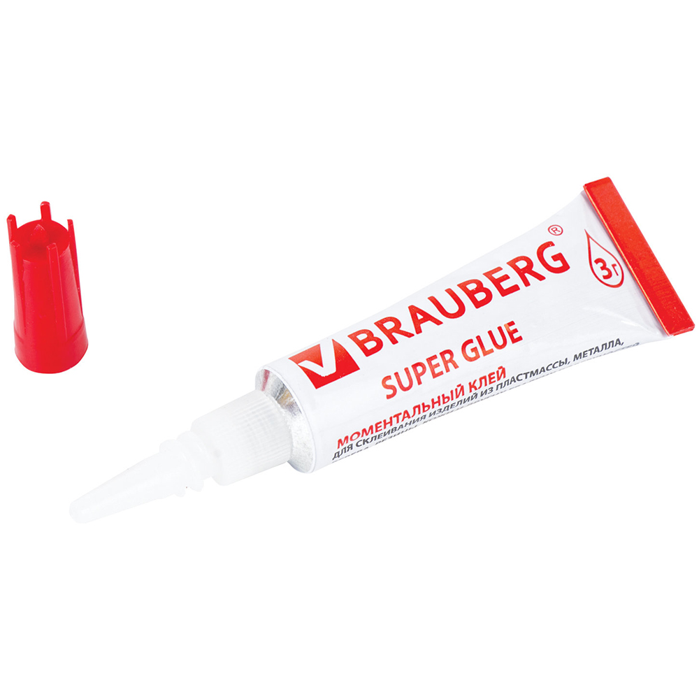 Моментальный клей (суперклей) Brauberg ПРОЧНЫЙ, 3 г, отрывная мультикарта Моментальный клей (суперклей) Brauberg ПРОЧНЫЙ, 3 г, отрывная мультикарта