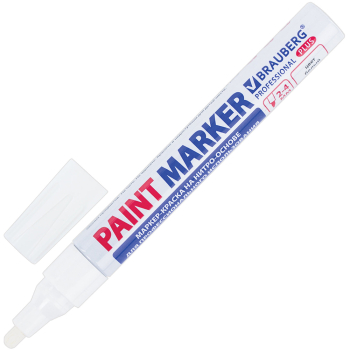 Маркер-краска лаковый BRAUBERG «PROFESSIONAL PLUS» (paint marker), белый, 4 мм
