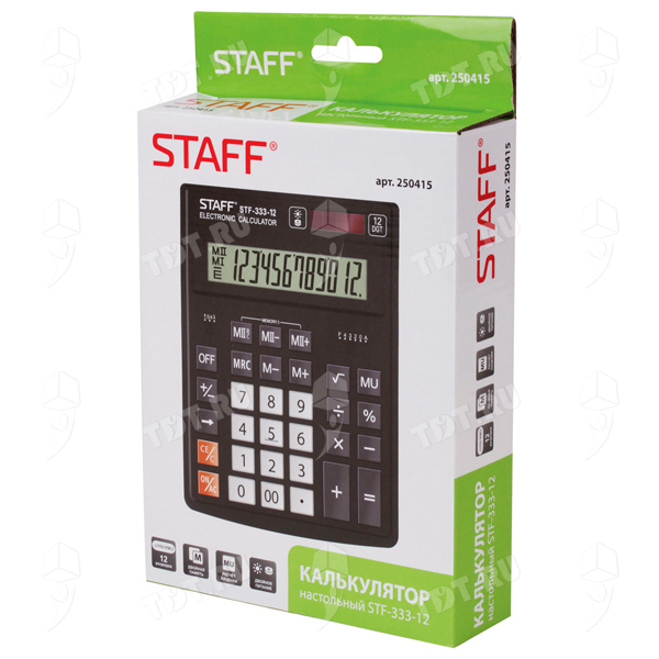 Настольный калькулятор STAFF Plus STF-333, 12 разрядов, 200*154 мм