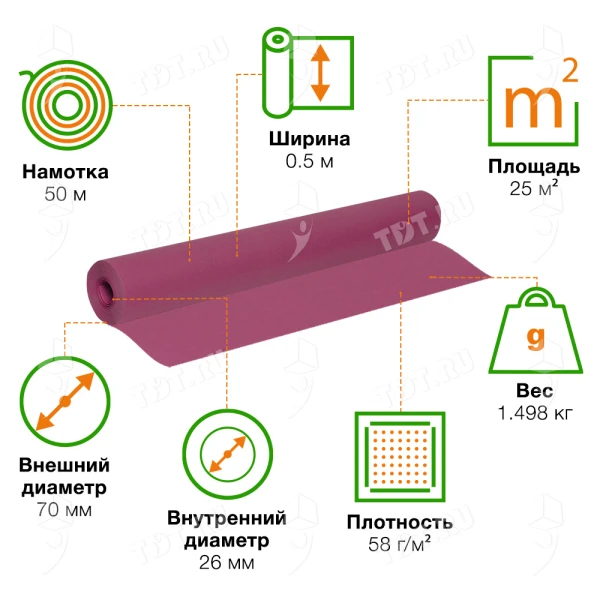 Винно-красный пергамент, 50*0.5 м