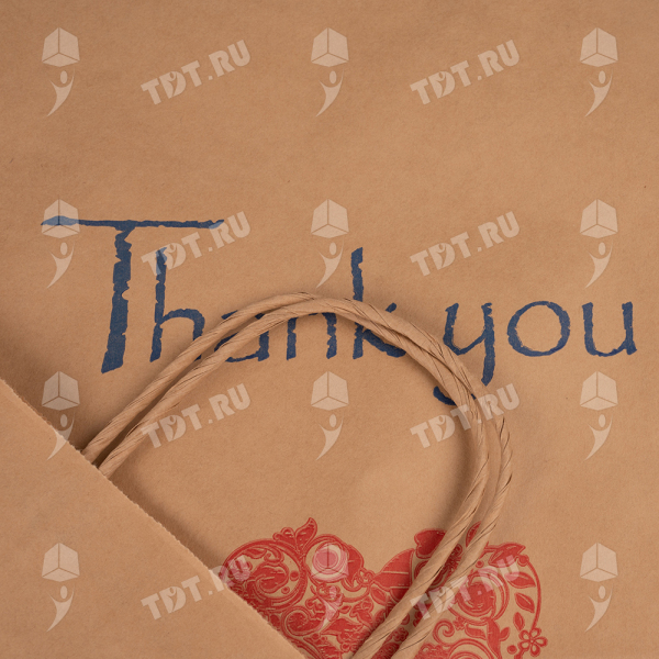 Крафт пакет с крученой ручкой «Thank you», 80 г/м², 35*15*45 см