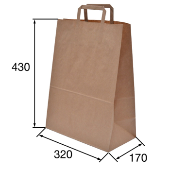 Крафт пакет с плоской ручкой, 70 г/м², 32*17*43 см Крафт пакет с плоской ручкой, 70 г/м², 32*17*43 см