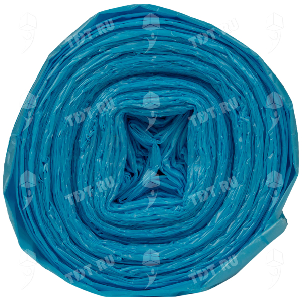 Мешки для мусора ПНД Komfi 60 литров с завязками, 60*70 см, голубые, 30 шт./рулон