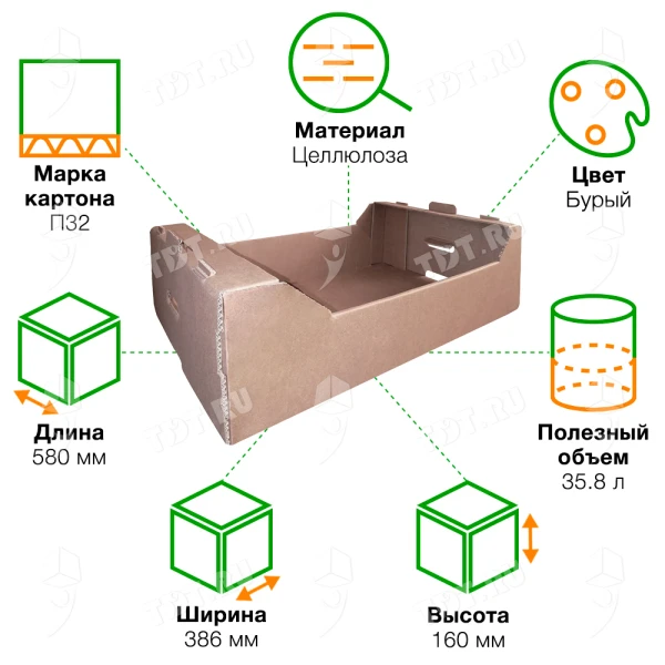 Гофролоток №5 для овощей и фруктов, 580*386*160 мм