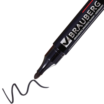 Маркер перманентный BRAUBERG, черный, 3 мм
