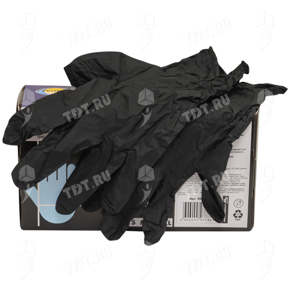 Перчатки нитриловые Aviora, черные, размер L, 100 шт./уп.
