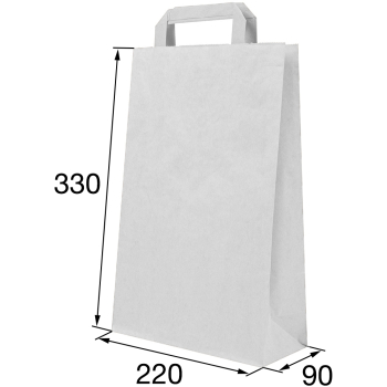 Белый пакет с плоской ручкой, 70 г/м², 22*9*33 см Белый пакет с плоской ручкой, 70 г/м², 22*9*33 см