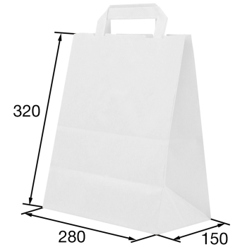 Белый пакет с плоской ручкой, 70 г/м², 28*15*32 см Белый пакет с плоской ручкой, 70 г/м², 28*15*32 см