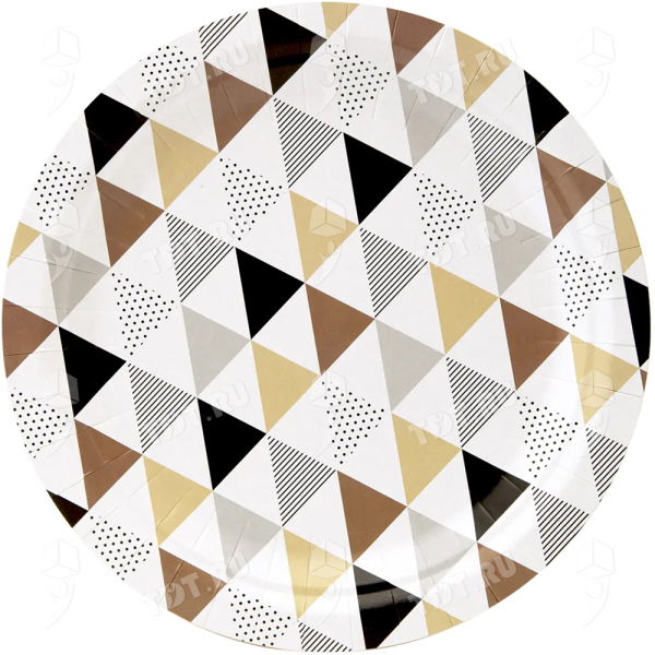 Круглые тарелки «Треугольники», картонные, ∅ 230 мм, 6 шт.