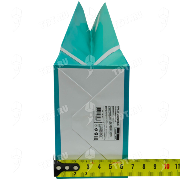 Бумажный подарочный пакет «Белый бантик», 11.4*6.4*14.6 см