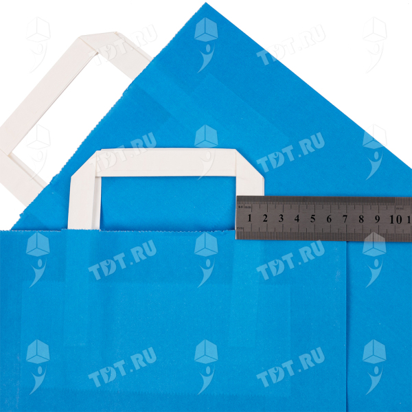 Крафт пакет с плоской ручкой «Синий», 80 г/м², 24*10*37 см