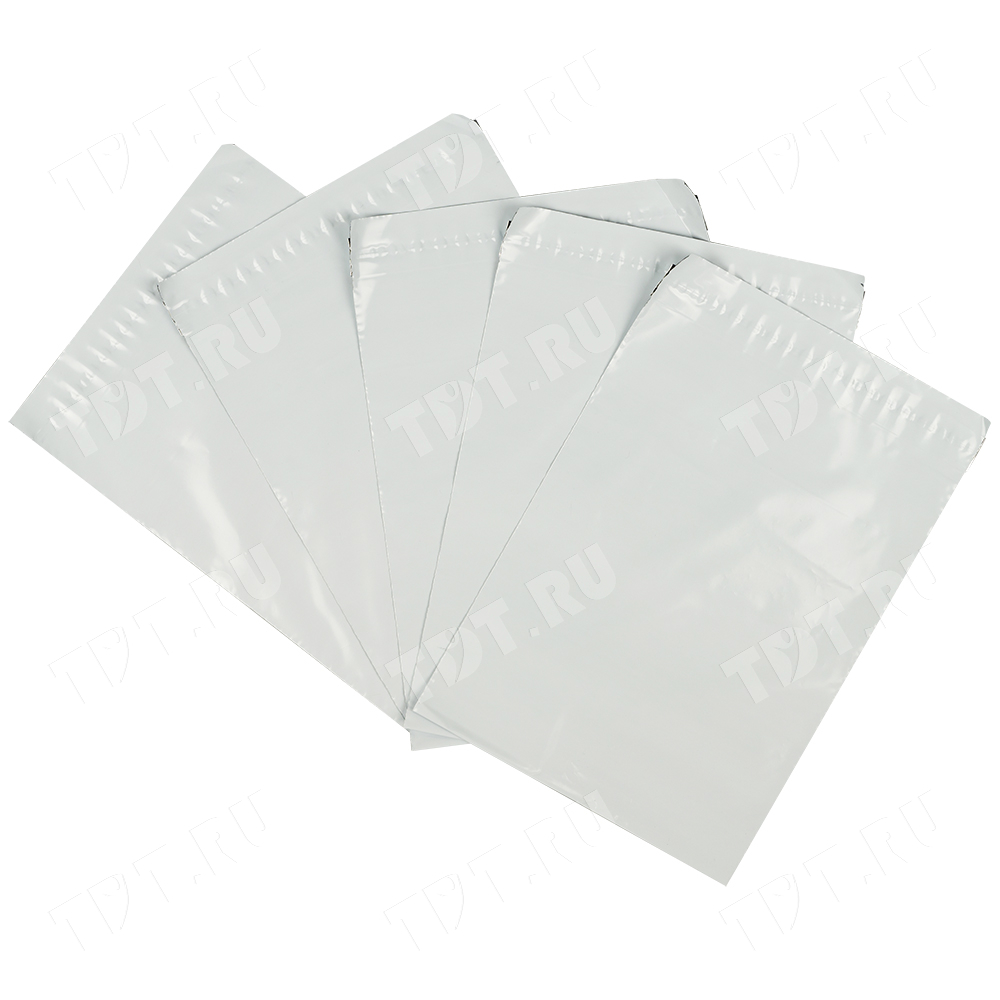 Курьер-пакет белый без печати, без кармана, 340*460+40 мм, 50 мкм, 1 шт.