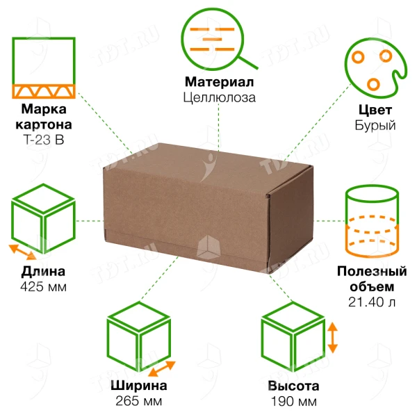 Почтовый короб тип «Б», 425*265*190 мм, T23, 100% целлюлоза