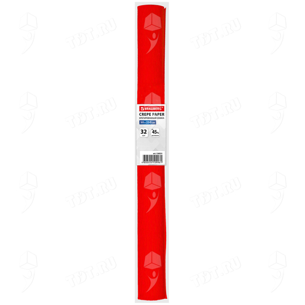 Гофрированная бумага Brauberg, красная, 32 г/м², 0.5*2.5 м
