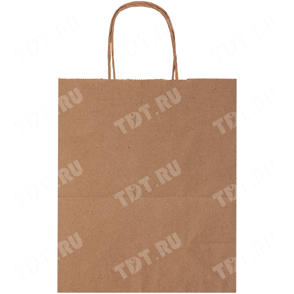 Крафт пакет с крученой ручкой, 100 г/м², 18*8*20 см