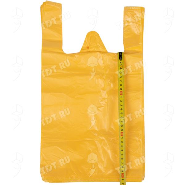 Полиэтиленовый желтый пакет майка ПНД, 25+12*45см, 11 мкм, 100шт.