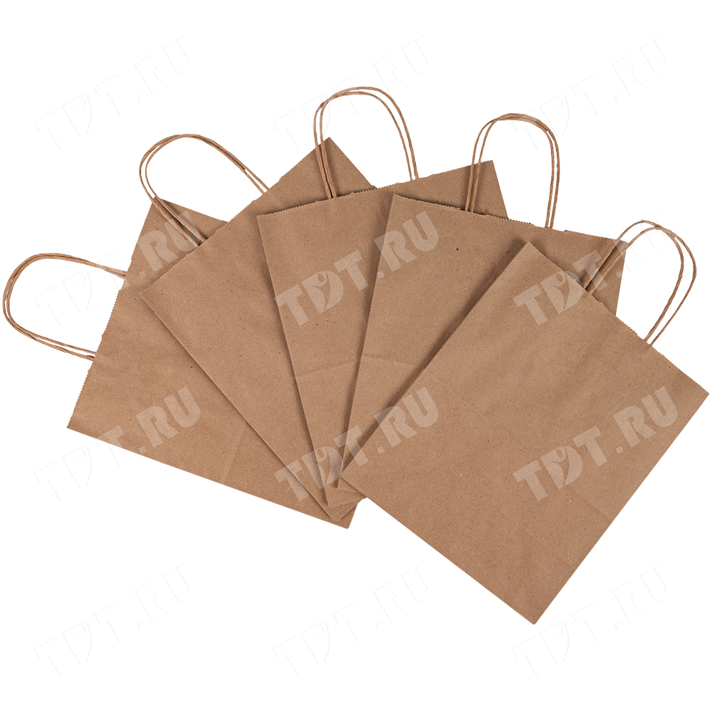 Крафт пакет с крученой ручкой, 100 г/м², 18*8*20 см