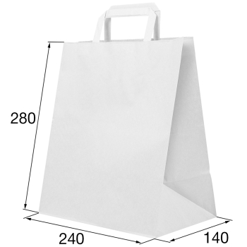 Белый пакет с плоской ручкой, 80 г/м², 24*14*28 см Белый пакет с плоской ручкой, 80 г/м², 24*14*28 см