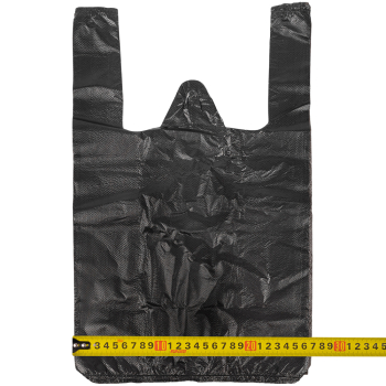 Черный пакет майка ПНД, 25+12*45см, 9 мкм, 100шт.